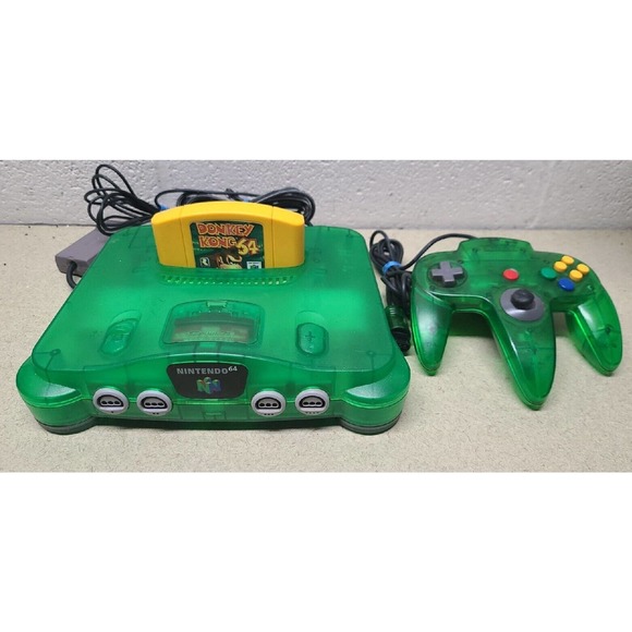 Nintendo 64 Funtastic Jungle Green Console Bundle Donkey Kong 64 Expansion Pak - Picture 1 of 8